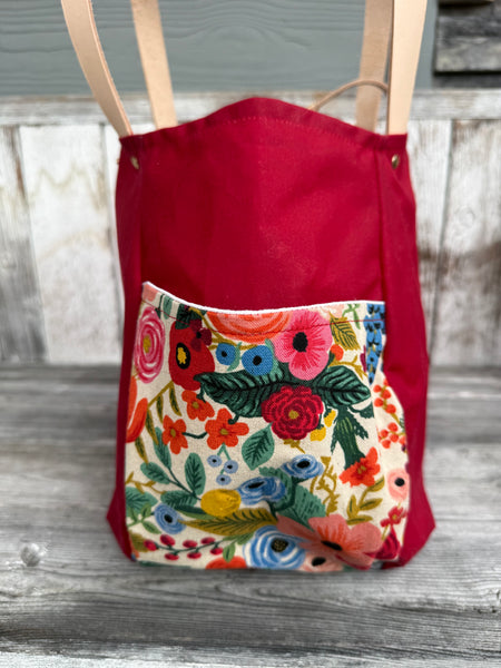 Bainbridge Tote - Blossom/red waxed canvas