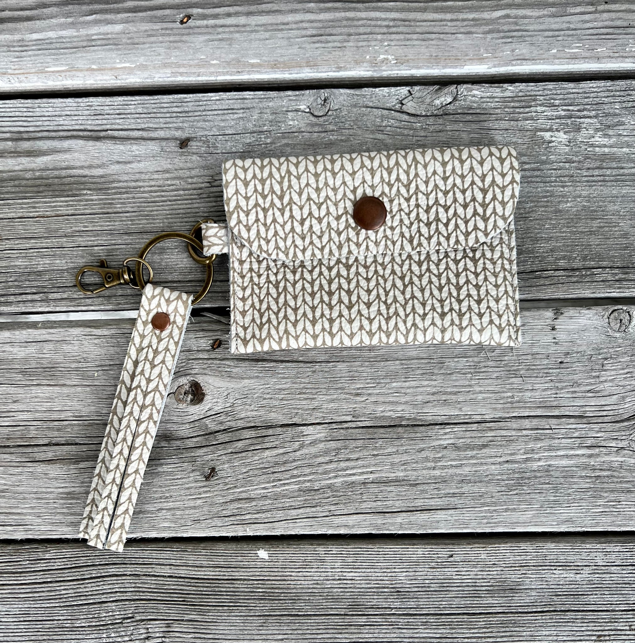 Leather key chain Snap wallet - Knit