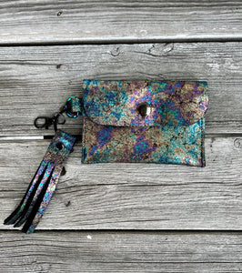 Leather key chain Snap wallet - Galaxy