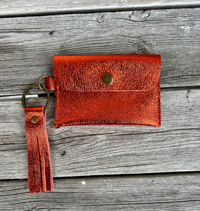 Leather key chain Snap wallet - Goldfish